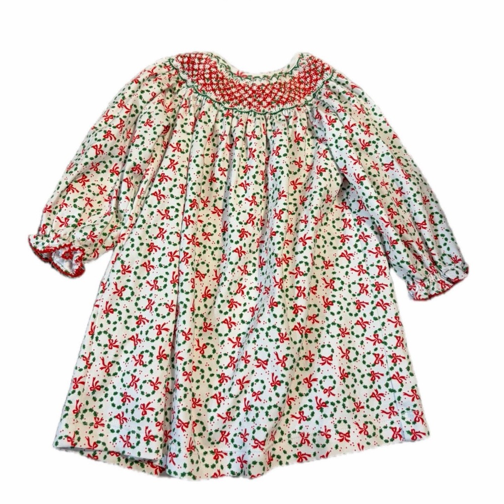 Petit Bebe 18 month hand smocked soft Christmas dress
